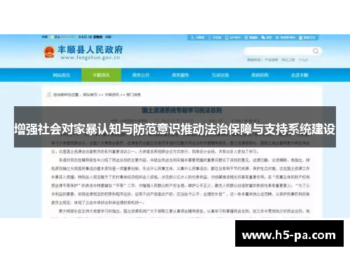 增强社会对家暴认知与防范意识推动法治保障与支持系统建设